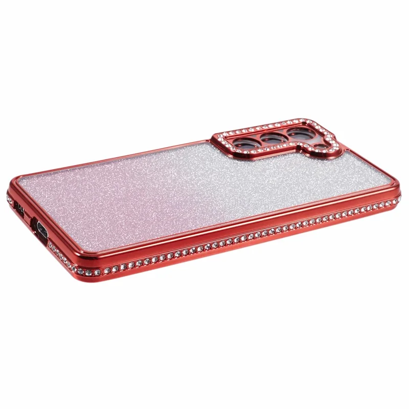 For Samsung Galaxy S22+ 5G Case Rhinestone Decor Color Gradient TPU Phone Cover - Red