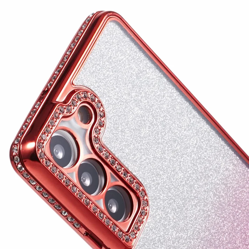 For Samsung Galaxy S22+ 5G Case Rhinestone Decor Color Gradient TPU Phone Cover - Red