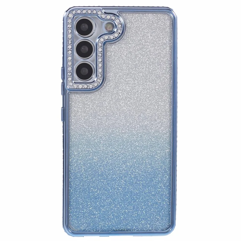 For Samsung Galaxy S22+ 5G Case Rhinestone Decor Color Gradient TPU Phone Cover - Blue