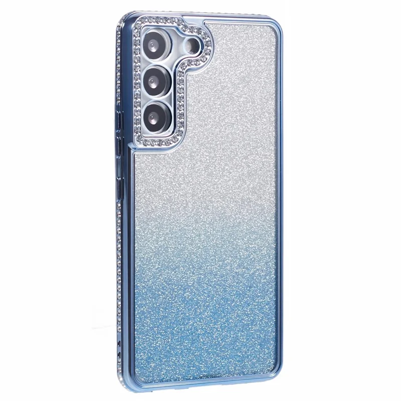 For Samsung Galaxy S22+ 5G Case Rhinestone Decor Color Gradient TPU Phone Cover - Blue