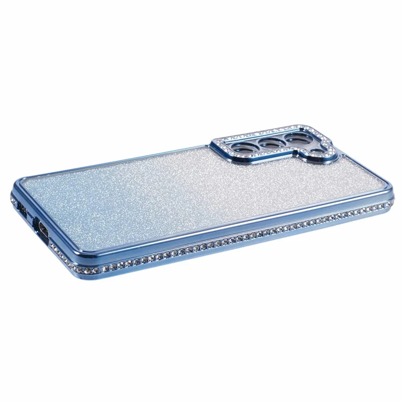 For Samsung Galaxy S22+ 5G Case Rhinestone Decor Color Gradient TPU Phone Cover - Blue