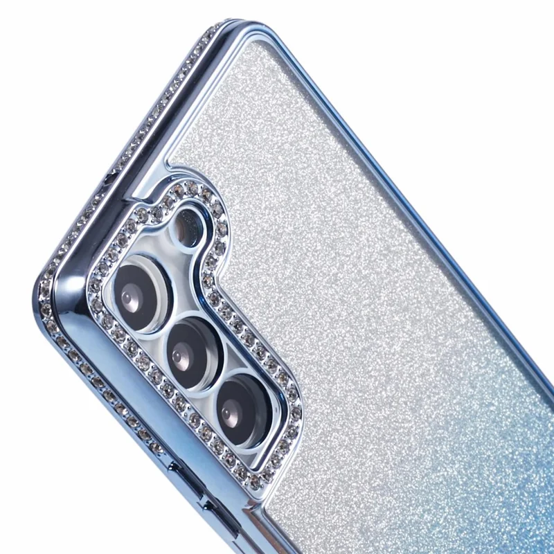 For Samsung Galaxy S22+ 5G Case Rhinestone Decor Color Gradient TPU Phone Cover - Blue