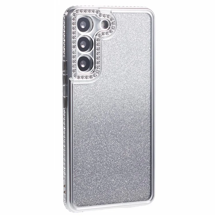 For Samsung Galaxy S22 5G Case TPU Bling Glitter Gradient Protective Phone Cover - Silver