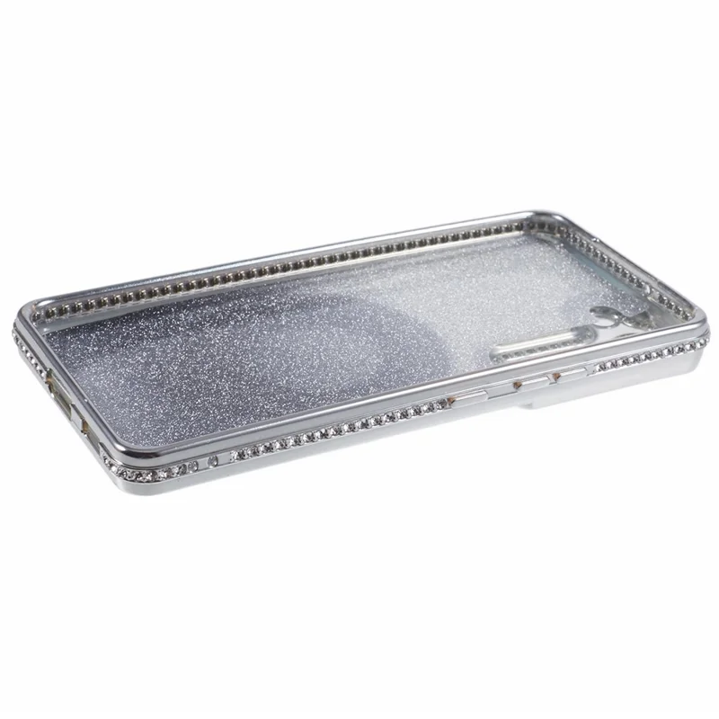 For Samsung Galaxy S22+ 5G Kickstand Case Rhinestone Decor Gradient TPU Phone Cover - Silver