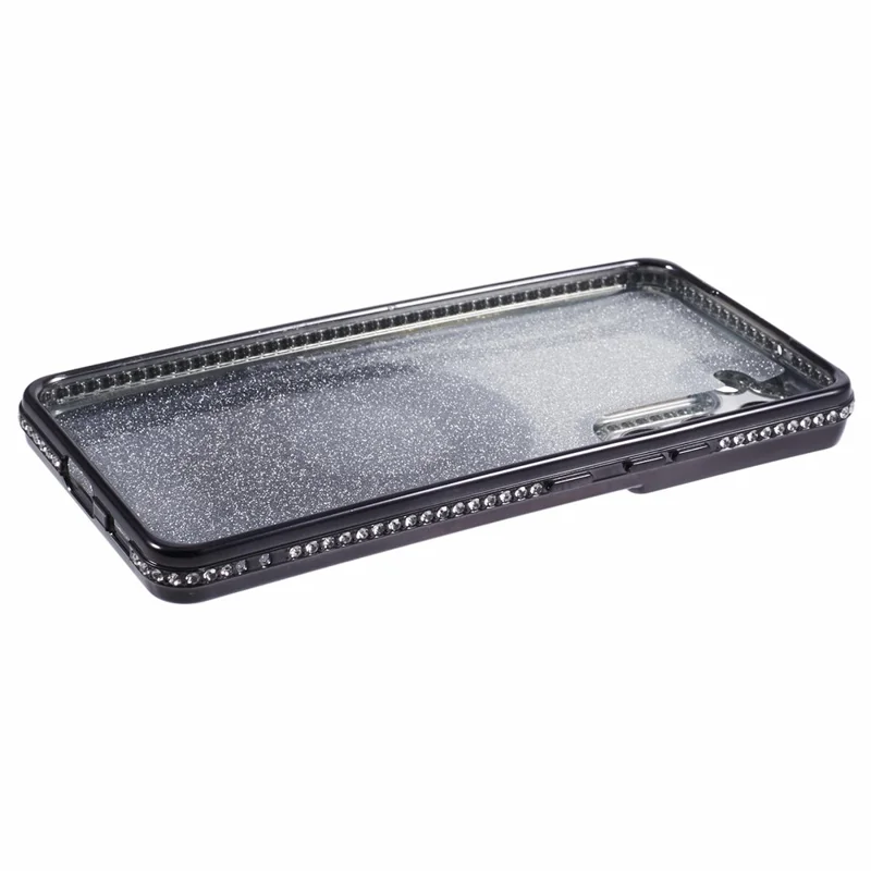 For Samsung Galaxy S22+ 5G Kickstand Case Rhinestone Decor Gradient TPU Phone Cover - Black