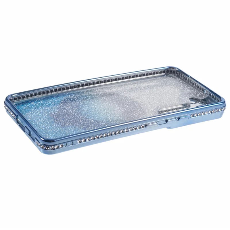 For Samsung Galaxy S22+ 5G Kickstand Case Rhinestone Decor Gradient TPU Phone Cover - Blue