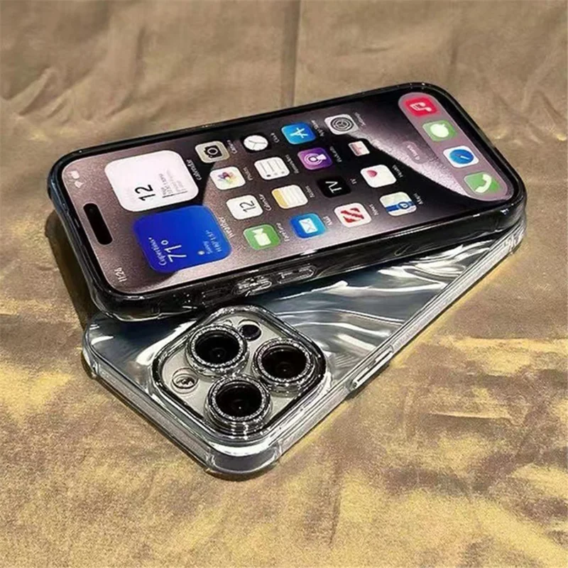 For iPhone 15 Pro Case Acrylic+TPU Phone Cover PC Lens Film Phone Shell - Gold