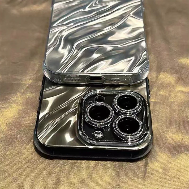 For iPhone 15 Pro Case Acrylic+TPU Phone Cover PC Lens Film Phone Shell - Gold