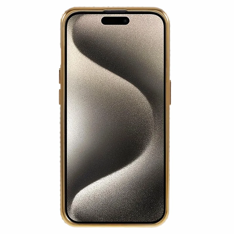 For iPhone 15 Pro Max Slim Case Rhinestones Decorated Gradient TPU Phone Cover - Gold