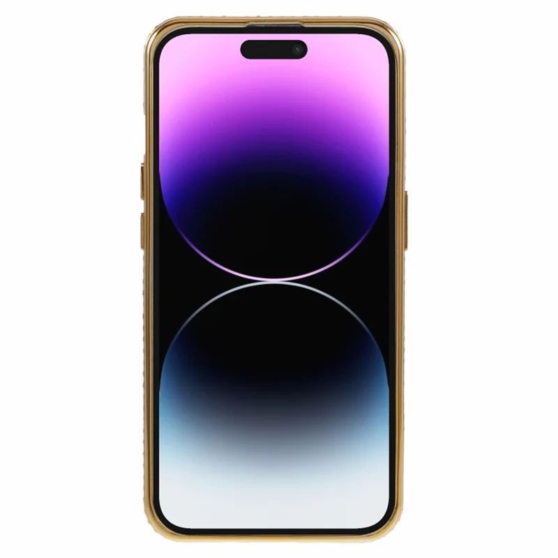 For iPhone 14 Pro Case Rhinestones Decor Gradient TPU Phone Cover Mobile Accessories   - Gold