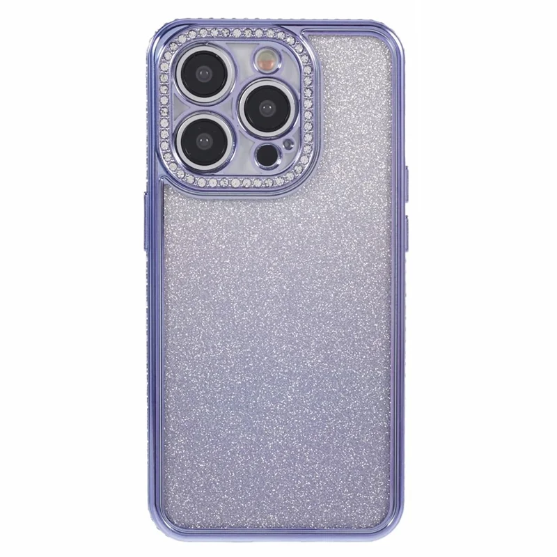 For iPhone 13 Pro Max 6.7 inch TPU Case Rhinestones Decorated Gradient Back Phone Cover - Dark Purple