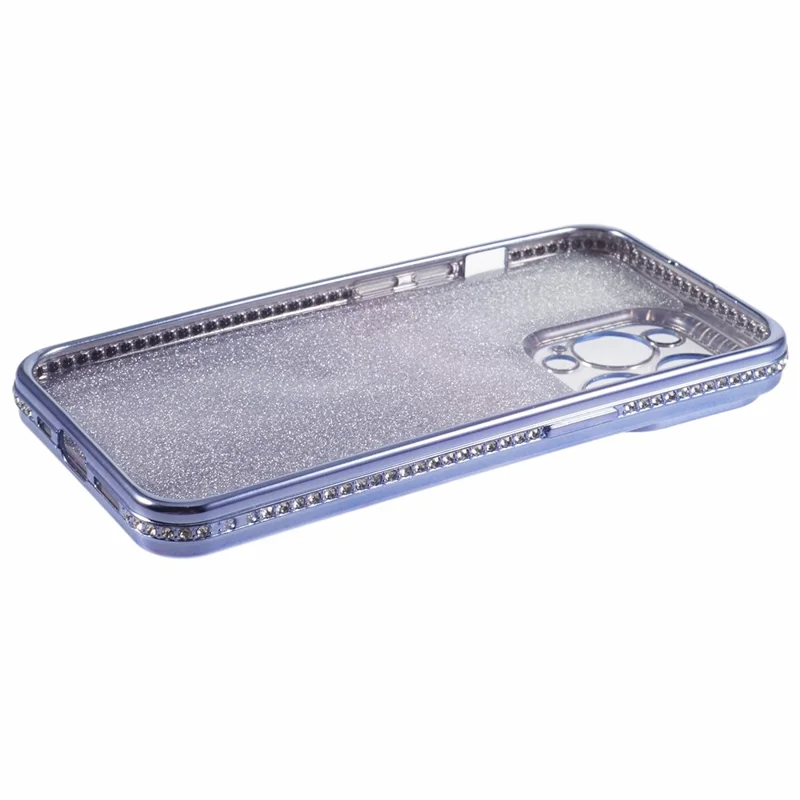 For iPhone 13 Pro Max 6.7 inch TPU Case Rhinestones Decorated Gradient Back Phone Cover - Dark Purple