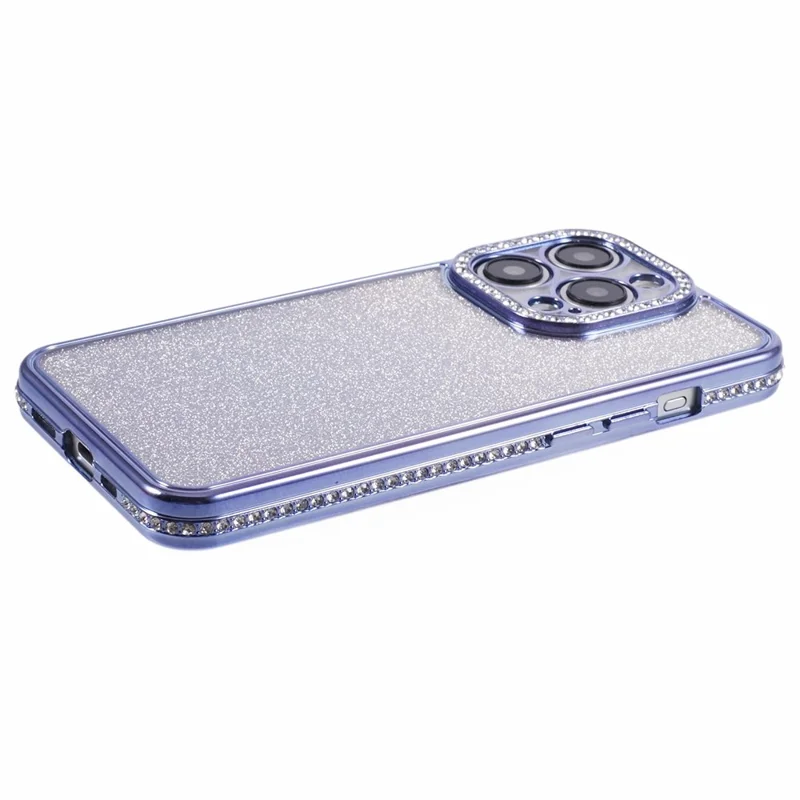 For iPhone 13 Pro Max 6.7 inch TPU Case Rhinestones Decorated Gradient Back Phone Cover - Dark Purple