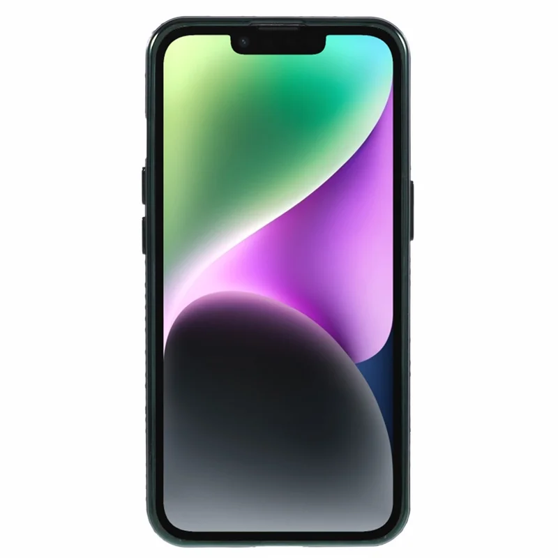 For iPhone 14 Case Camera Protection Glitter Rhinestone Decor Gradient TPU Phone Cover - Midnight Green