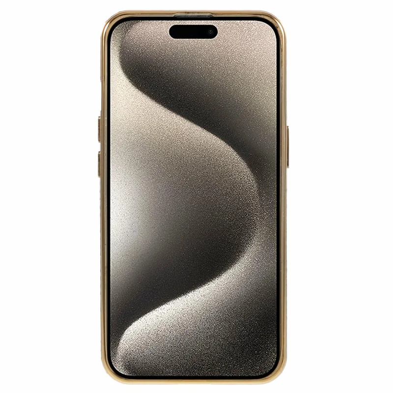 For iPhone 15 Plus Gradient Case Kickstand Shiny Rhinestone Decor TPU Phone Cover - Gold