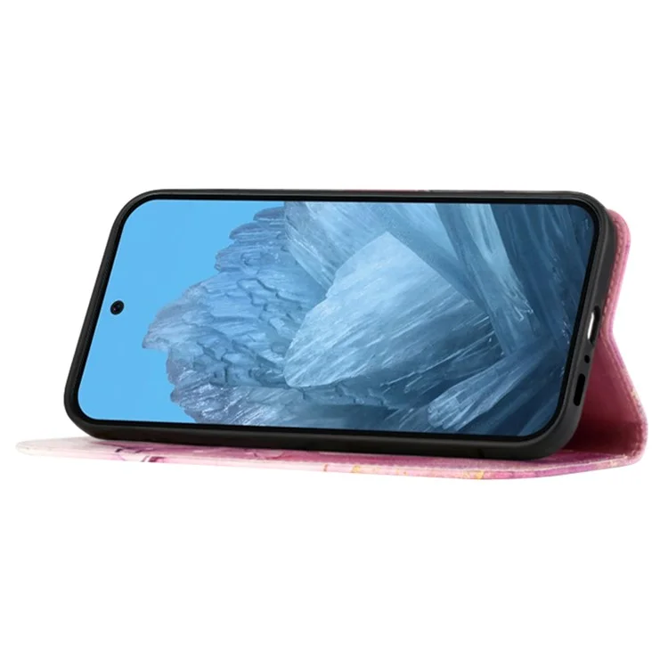 For OnePlus Nord CE4 5G Leather Case with Shoulder Strap Marble Pattern Phone Stand Cover - Pink  /  Purple / Gold LS001
