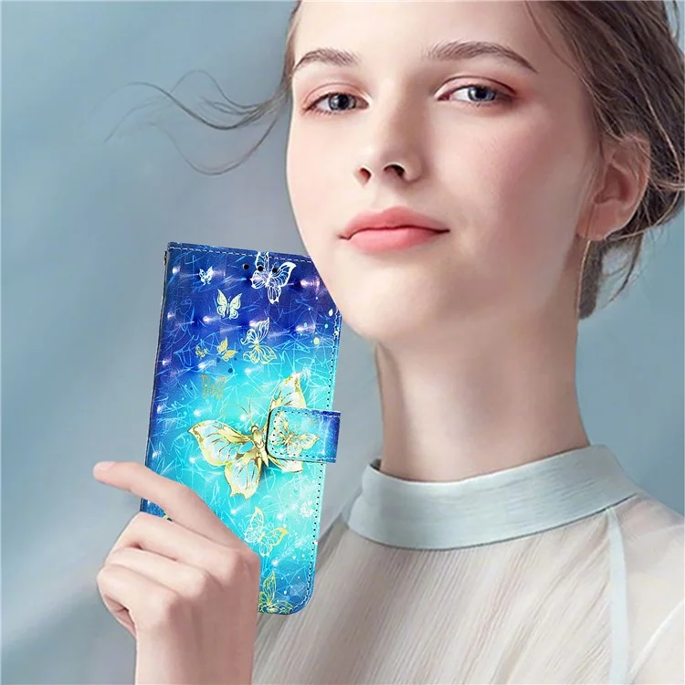 Série de Cuir à Motif Imprimé YB-2 pour Étui Protecteur de Téléphone OnePlus Nord CE4 5G - Papillons Dorés