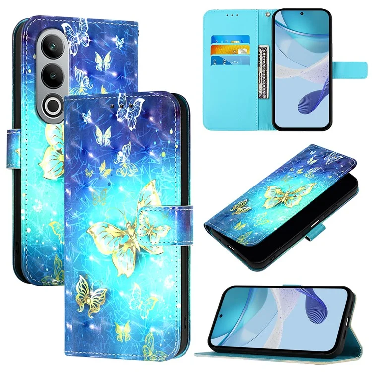 Série de Cuir à Motif Imprimé YB-2 pour Étui Protecteur de Téléphone OnePlus Nord CE4 5G - Papillons Dorés