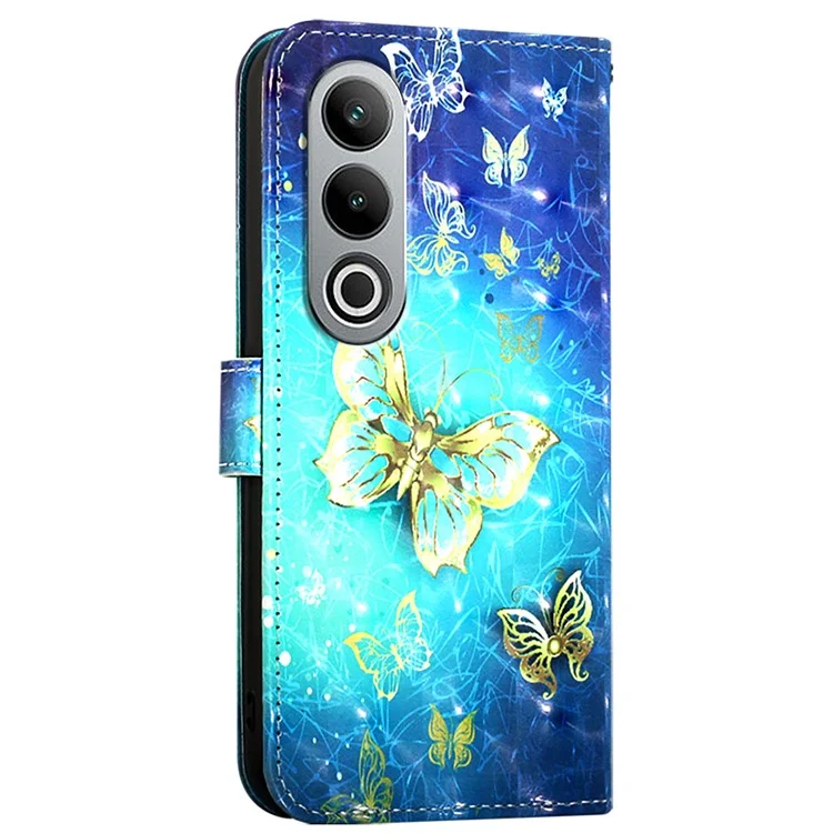 Série de Cuir à Motif Imprimé YB-2 pour Étui Protecteur de Téléphone OnePlus Nord CE4 5G - Papillons Dorés