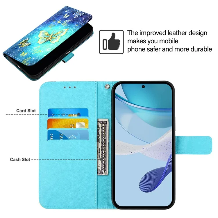 Série de Cuir à Motif Imprimé YB-2 pour Étui Protecteur de Téléphone OnePlus Nord CE4 5G - Papillons Dorés