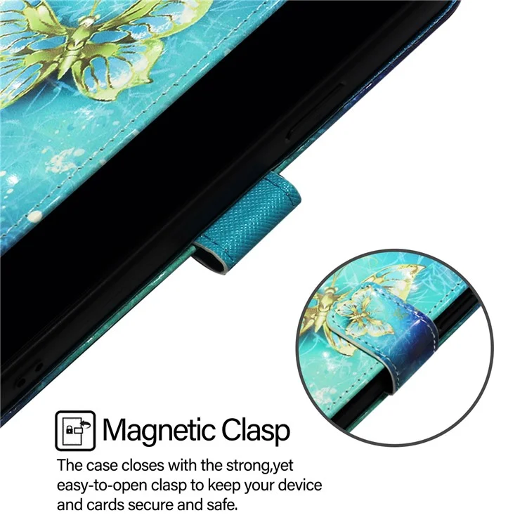 Série de Cuir à Motif Imprimé YB-2 pour Étui Protecteur de Téléphone OnePlus Nord CE4 5G - Papillons Dorés
