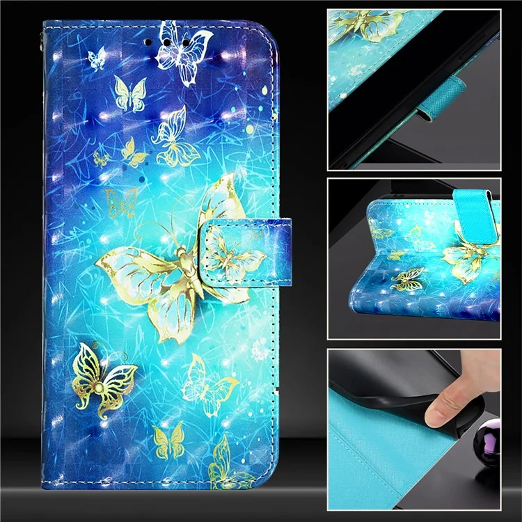 Série de Cuir à Motif Imprimé YB-2 pour Étui Protecteur de Téléphone OnePlus Nord CE4 5G - Papillons Dorés