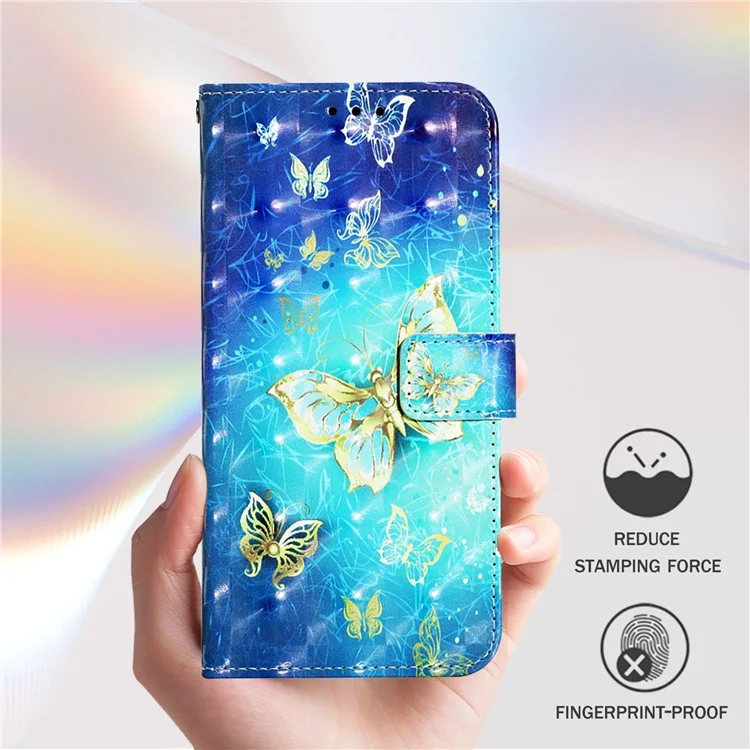 Série de Cuir à Motif Imprimé YB-2 pour Étui Protecteur de Téléphone OnePlus Nord CE4 5G - Papillons Dorés