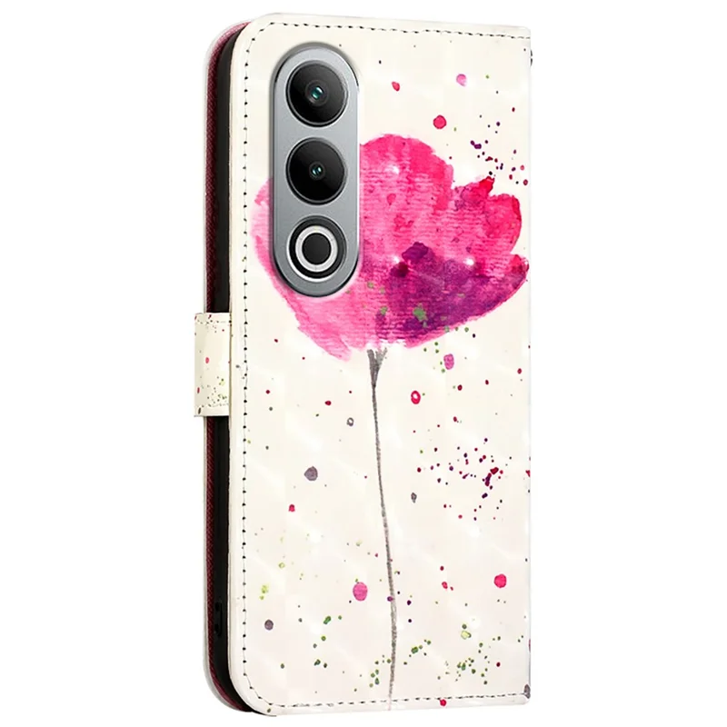 For OnePlus Nord CE4 5G Leather Case Pattern Printing Wallet Stand Mobile Cover with Strap - Flower
