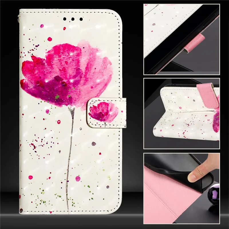 For OnePlus Nord CE4 5G Leather Case Pattern Printing Wallet Stand Mobile Cover with Strap - Flower
