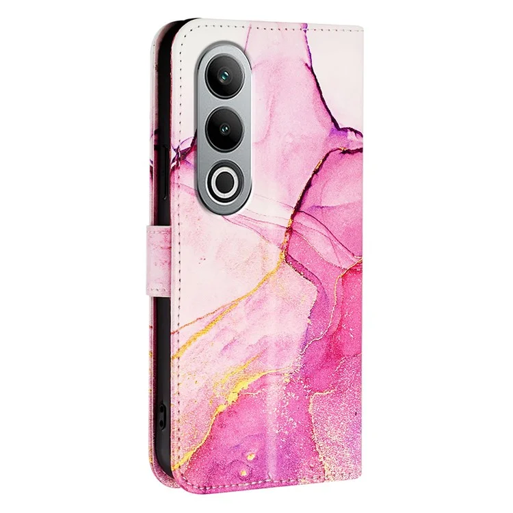 Funda cartera de cuero con estampado YB para OnePlus Nord CE4 5G - Rosa+Morado+Oro LS001 