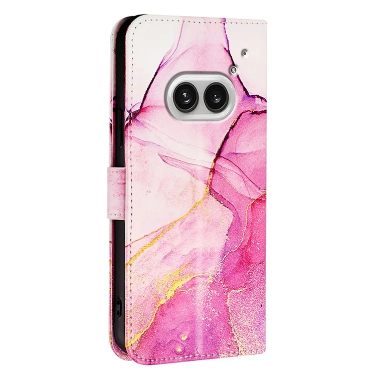Série de Impressão de Padrão YB Leather-6 For Nothing Phone (2a) Plus / Phone (2a) Carteira para Celular com Alça de Ombro - Rosa / Roxo / Dourado LS001