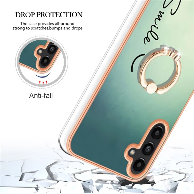 YB IMD Series-20 Style D para Samsung Galaxy A35 5G Kickstand Case 2.0mm Slim TPU Phone Cover - Keep Smile