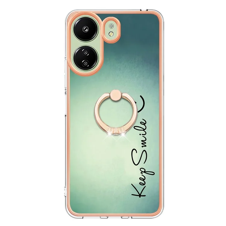 YB IMD Series-20 для Xiaomi Redmi 13C 4G / 13C 5G / 13R 5G / Poco M6 5G / Poco C65 4G TPU Задняя крышка с кольцевой подставкой 2.0 мм - Сохраняй улыбку