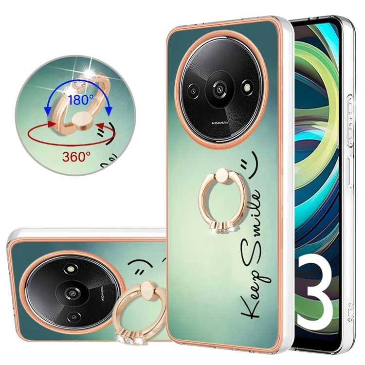 YB IMD Series-20 Style D für Xiaomi Redmi A3 4G / Poco C61 4G Hülle 2.0mm TPU Elektroplattenkanten Handyhülle - Keep Smile