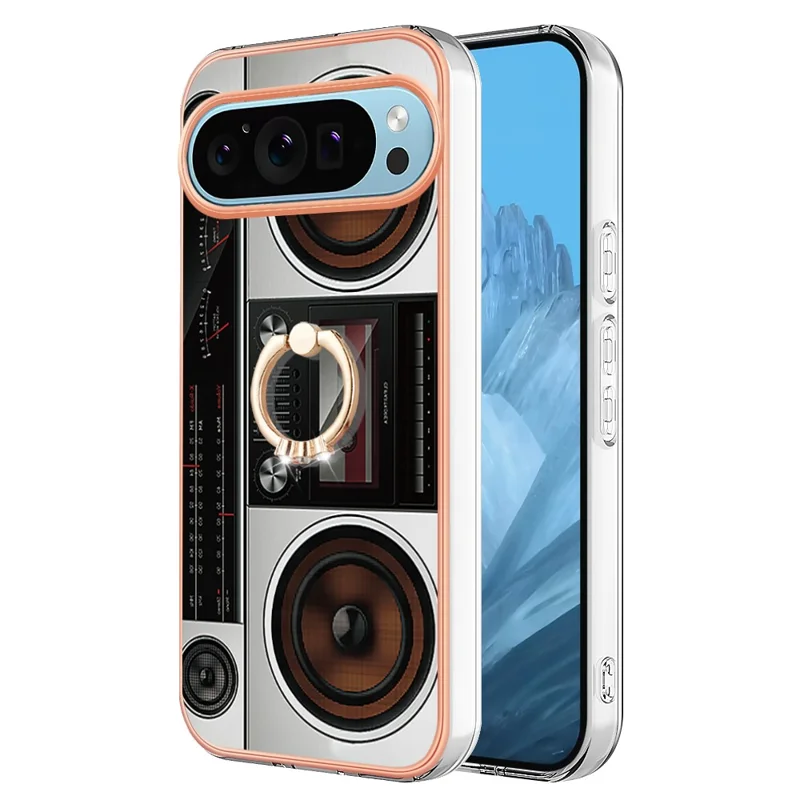 YB IMD Series-20 Style D for Google Pixel 9 / Pixel 9 Pro Case Electroplating 2.0mm TPU Protective Shell with Kickstand - Radio