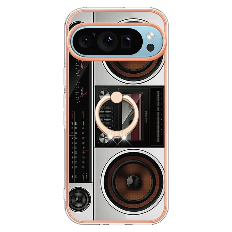 YB IMD Series-20 Style D for Google Pixel 9 / Pixel 9 Pro Case Electroplating 2.0mm TPU Protective Shell with Kickstand - Radio