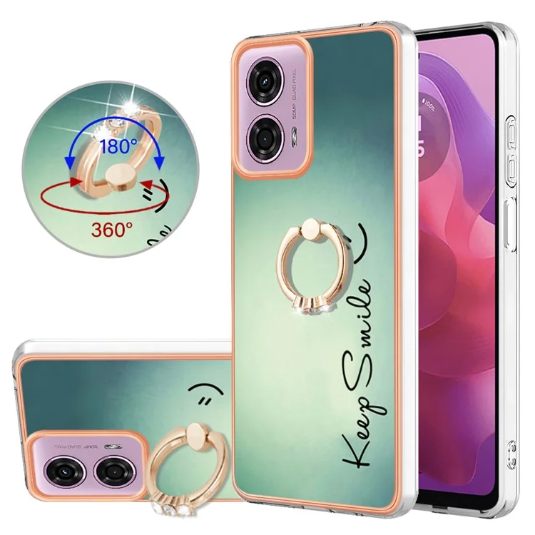 Série YB IMD-20 Style D pour Motorola Moto E14 4G / G04 4G / G04s 4G / G24 4G Étui avec support 2.0mm Couverture TPU - Gardez le sourire