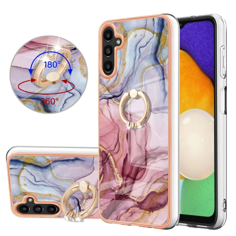 YB IMD Serie-17 Stil-E Für Samsung Galaxy A35 5G Cover Kickstand Elektrogalvanisierung TPU Handyhülle - Roségold