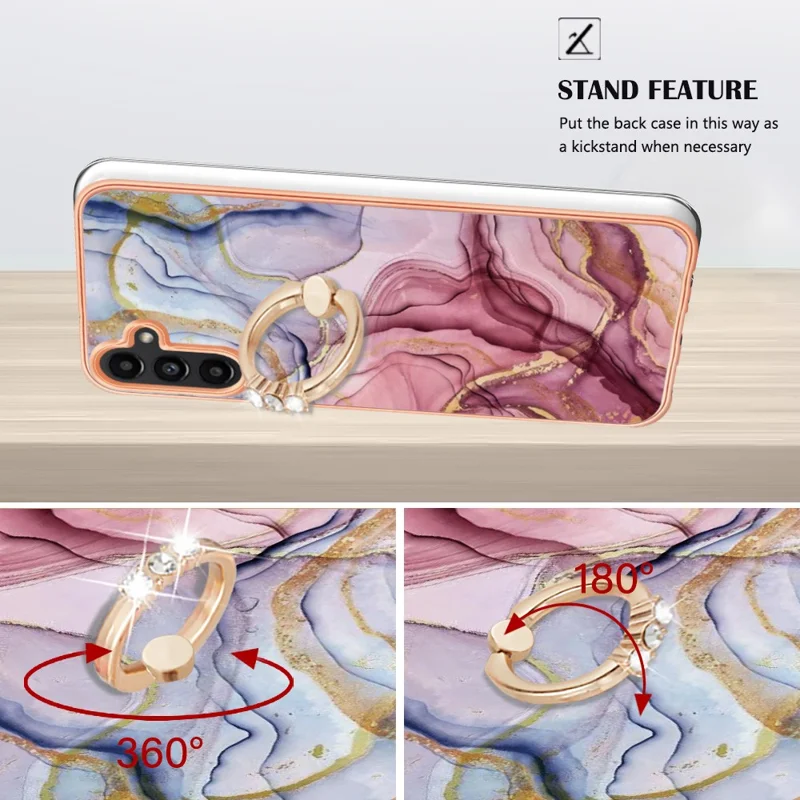 YB IMD Serie-17 Stil-E Für Samsung Galaxy A35 5G Cover Kickstand Elektrogalvanisierung TPU Handyhülle - Roségold