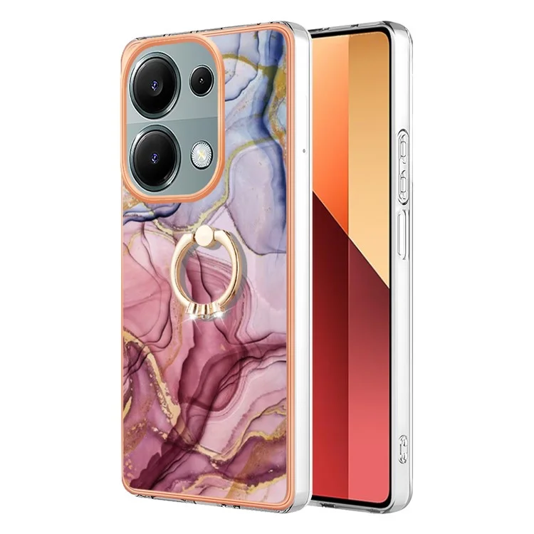 Serie-17 Estilo-E YB IMD para Xiaomi Redmi Note 13 Pro 4G / Poco M6 Pro 4G Funda de TPU con soporte - Oro Rosa