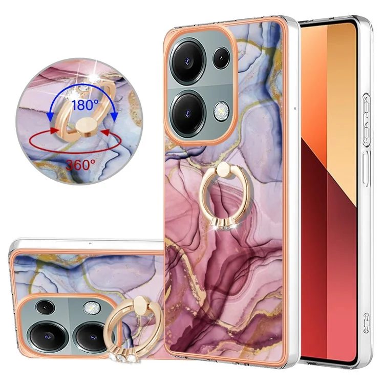 Serie-17 Estilo-E YB IMD para Xiaomi Redmi Note 13 Pro 4G / Poco M6 Pro 4G Funda de TPU con soporte - Oro Rosa