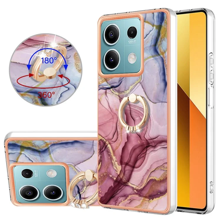 YB IMD Series-17 Style-E Para Xiaomi Redmi Note 13 5G Case Electroplating Kickstand Soft TPU Cover - Rose Gold