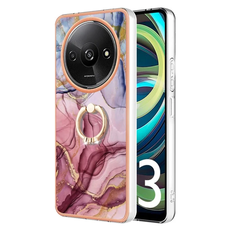 YB IMD Series-17 Style-E Für Xiaomi Redmi A3 / Poco C61 4G Schlanke Hülle 2.0mm Ständer TPU Handyhülle - Rose Gold