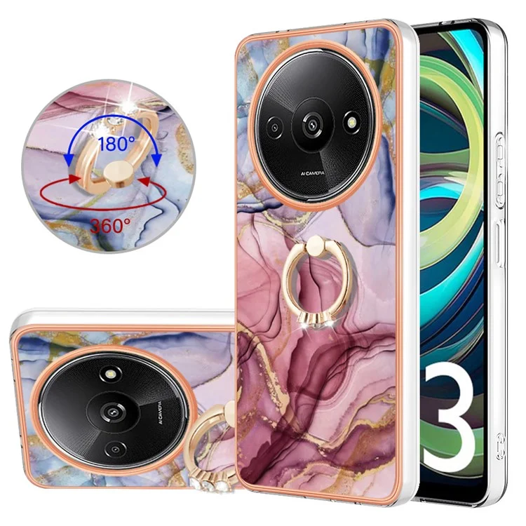 YB IMD Series-17 Style-E Für Xiaomi Redmi A3 / Poco C61 4G Schlanke Hülle 2.0mm Ständer TPU Handyhülle - Rose Gold
