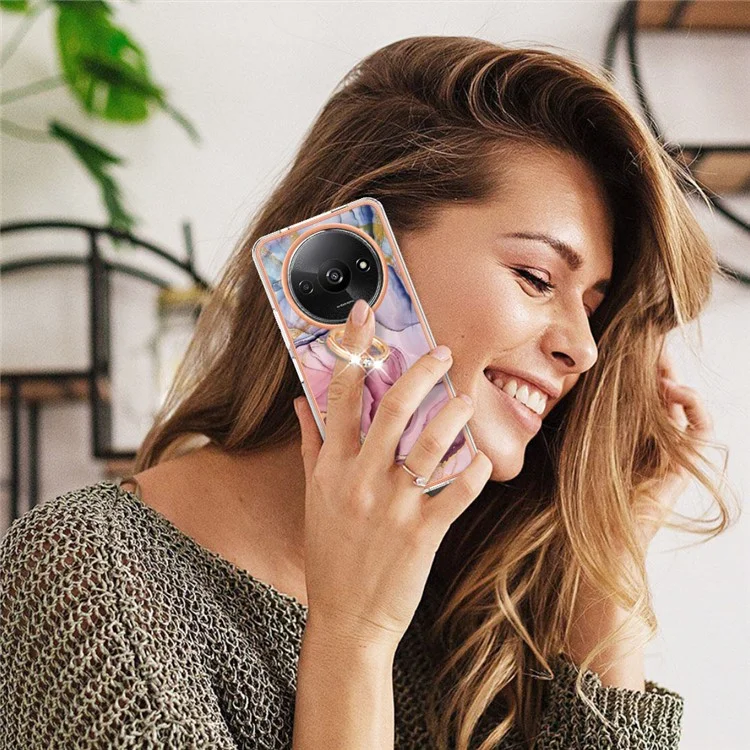 YB IMD Series-17 Style-E Für Xiaomi Redmi A3 / Poco C61 4G Schlanke Hülle 2.0mm Ständer TPU Handyhülle - Rose Gold