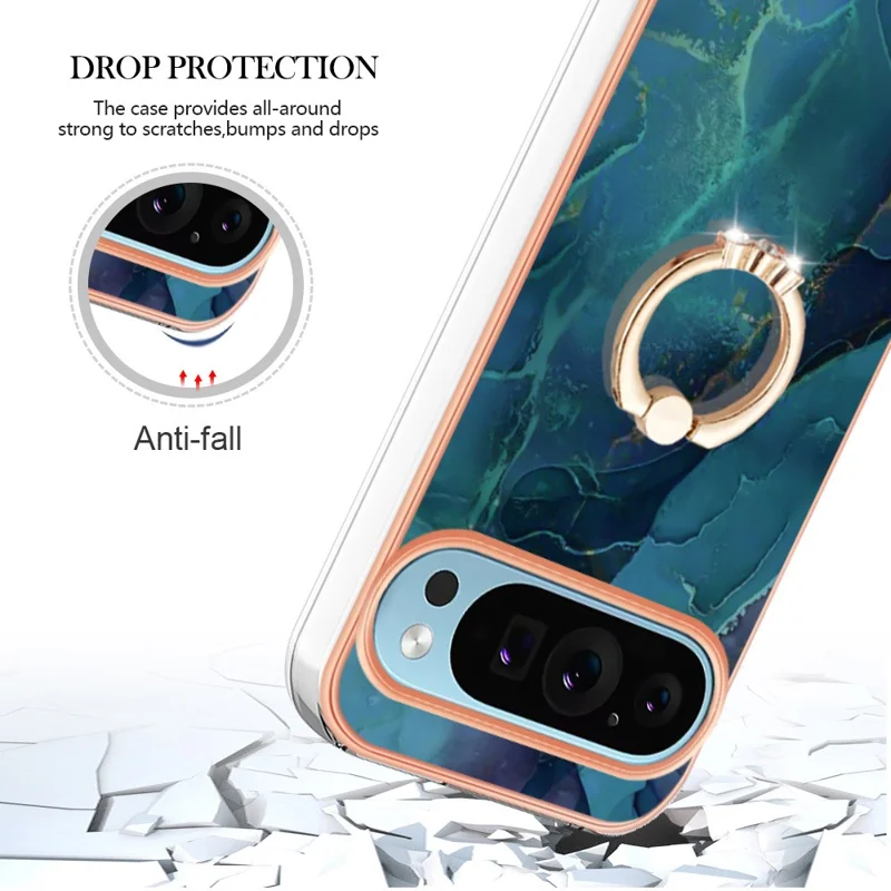 YB IMD Series-17 Style-E For Google Pixel 9 Pro XL Cover Electroplating Kickstand TPU Back Phone Case - Green