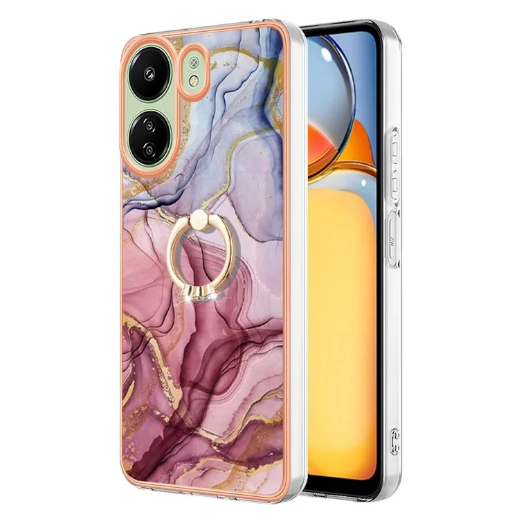 YB IMD Series-17 Style-E For Xiaomi Redmi 13C 4G / 13C 5G / 13R 5G / Poco M6 5G / Poco C65 4G Case Electroplated 2.0mm TPU Phone Cover - Rose Gold