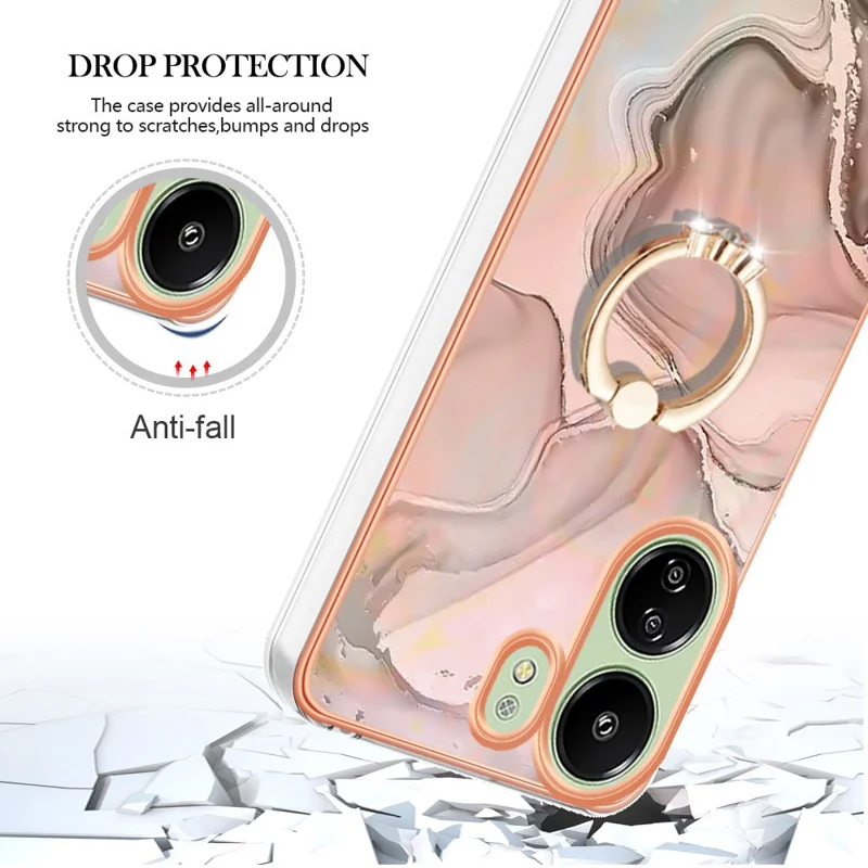 Série YB IMD-17 Estilo-E Para Xiaomi Redmi 13C 4G / 13C 5G / 13R 5G / Poco M6 5G / Poco C65 4G Capa de Telefone TPU Electroplated 2.0mm - Rosa