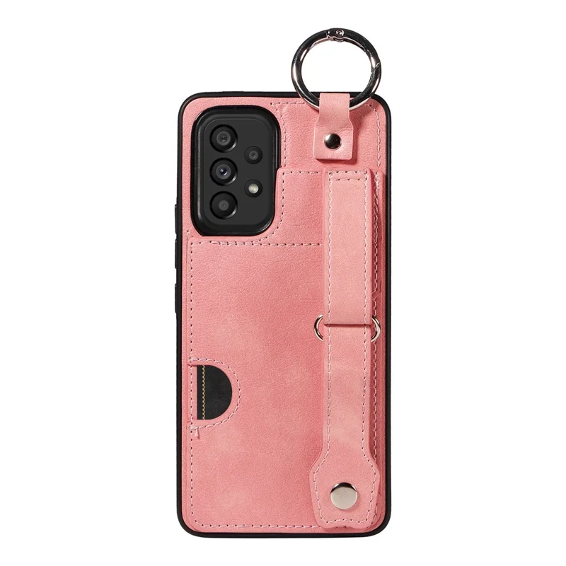 008 For Samsung Galaxy A53 5G Kickstand Case Calf Texture Leather+TPU Phone Case - Pink