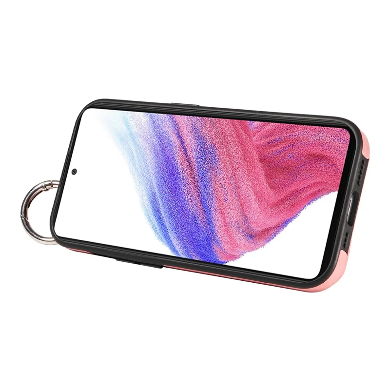 008 For Samsung Galaxy A53 5G Kickstand Case Calf Texture Leather+TPU Phone Case - Pink
